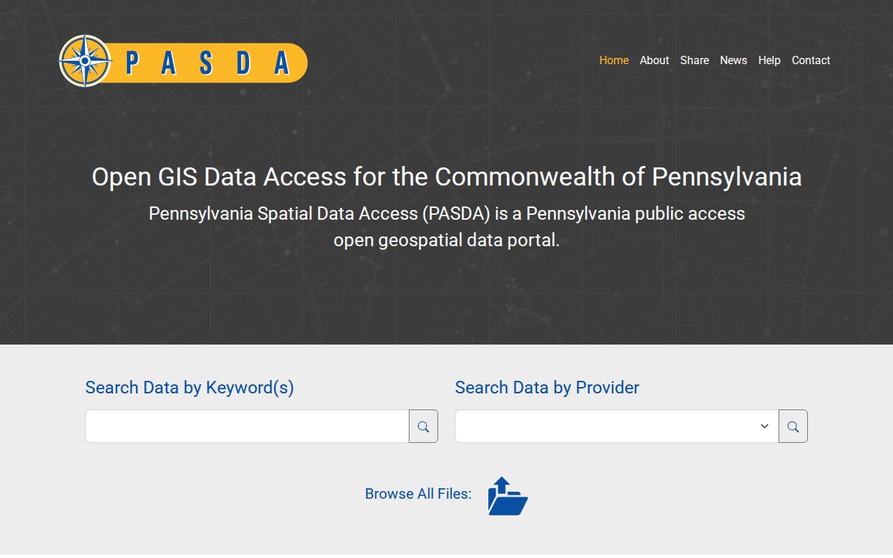 Pennsylvania ZIP code boundaries in the statewide GIS data clearinghouse