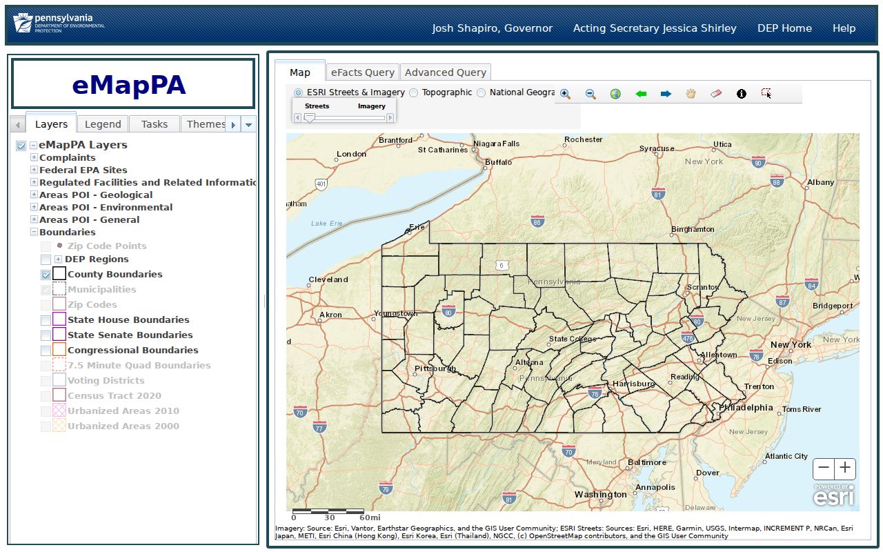 Pennsylvania street directory research using eMapPA address, county, municipality and ZIP locators